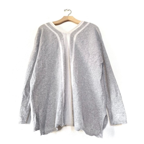 Vince Gray and Cream V-Neck Sweater - Picture 8 of 12